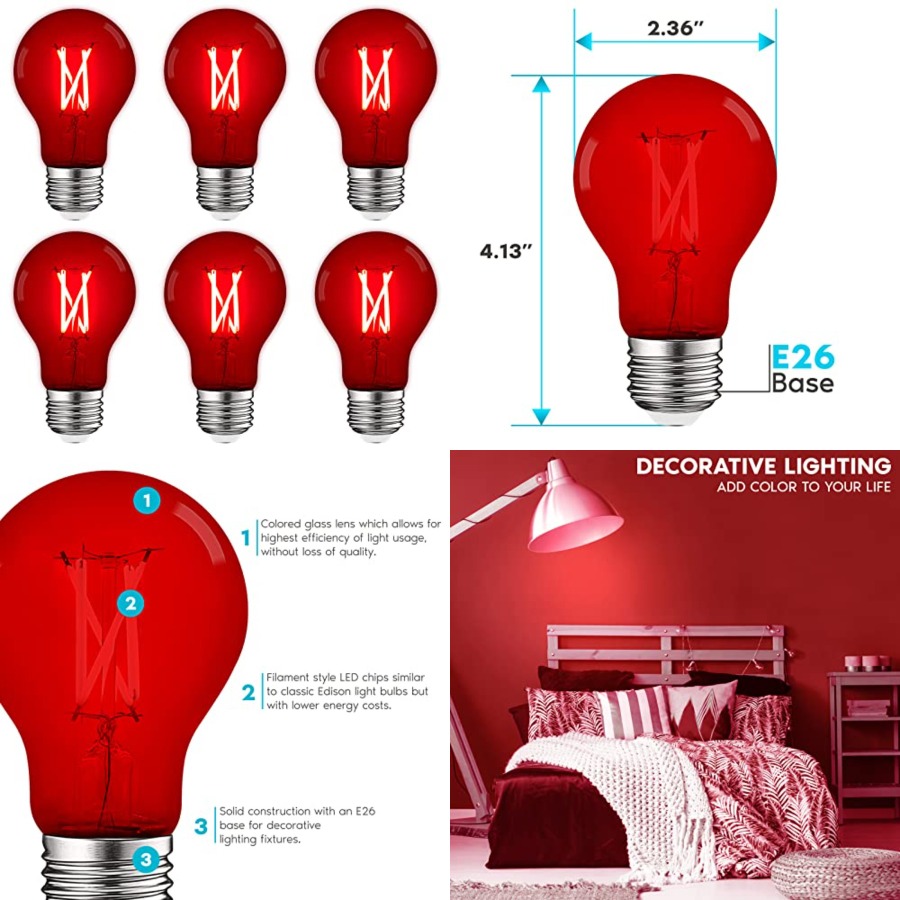 Outdoor Lighting Bulbs - A19 Edison LED-Glühbirnen, 4,5W (entspricht 60W),