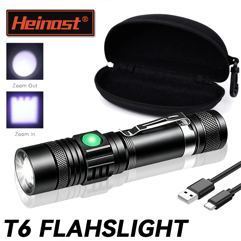 Outdoor Lighting Bulbs - T6 LED Wiederaufladbare Taschenlampe, 18650 Zoombare