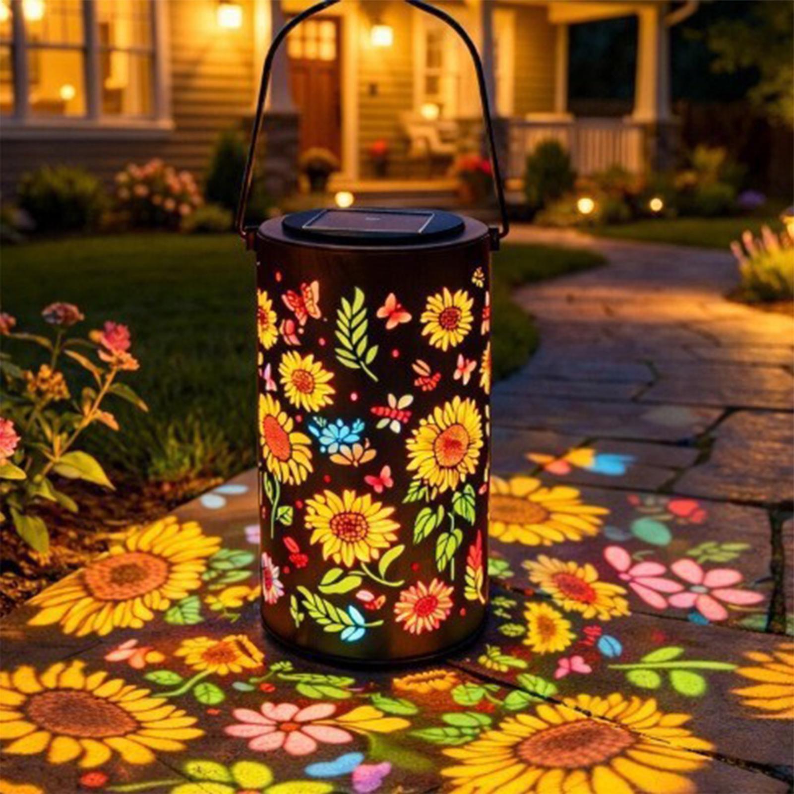 Outdoor Lighting Yard - Sonnenblumen-Solarlaterne, wetterfestes Metall, bunte Sonnenblumen-Solarleuchten für