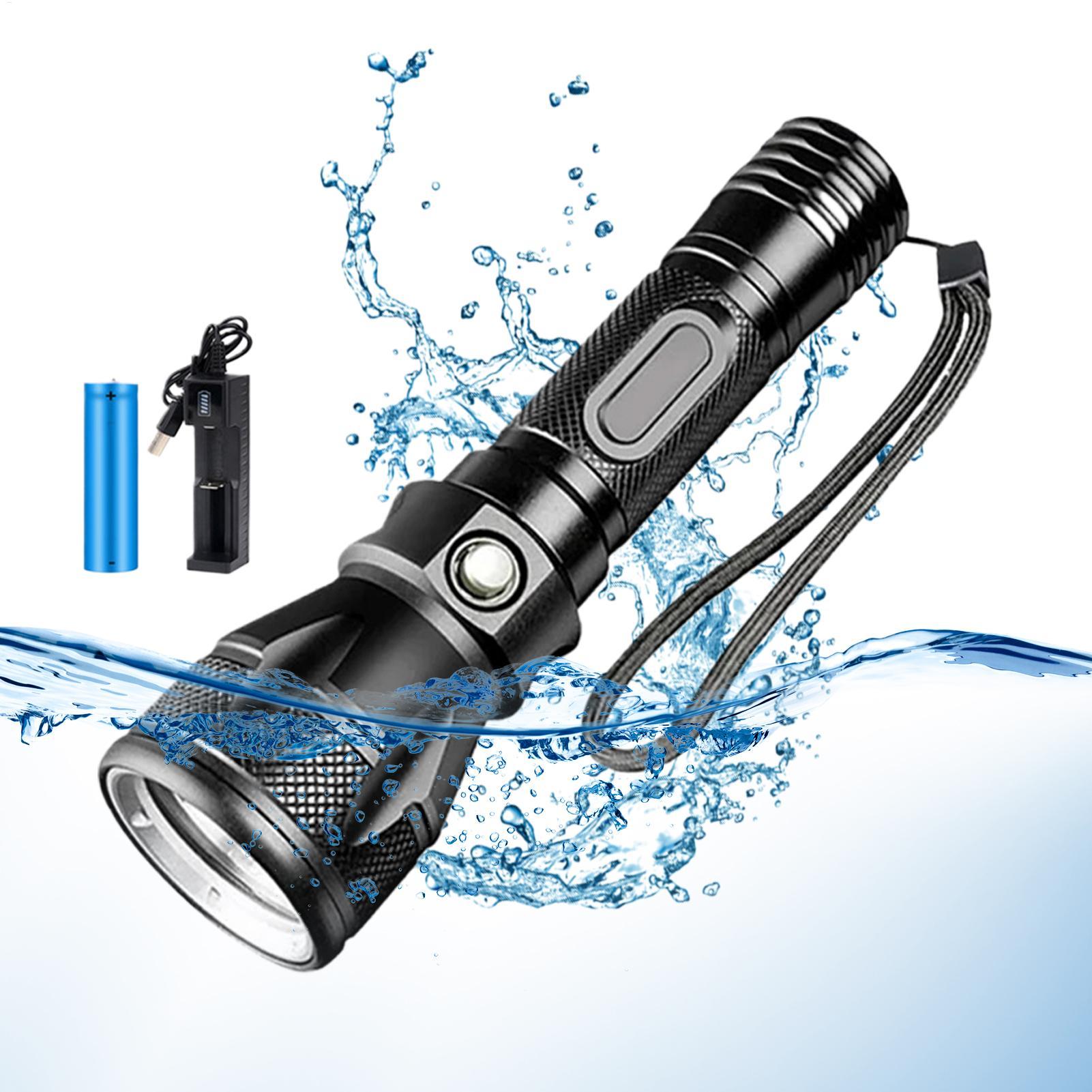 Outdoor Lighting Brands - 3-Modus Leistungsstarke Wiederaufladbare Wasserdichte LED-Tauchlampe Tragbare