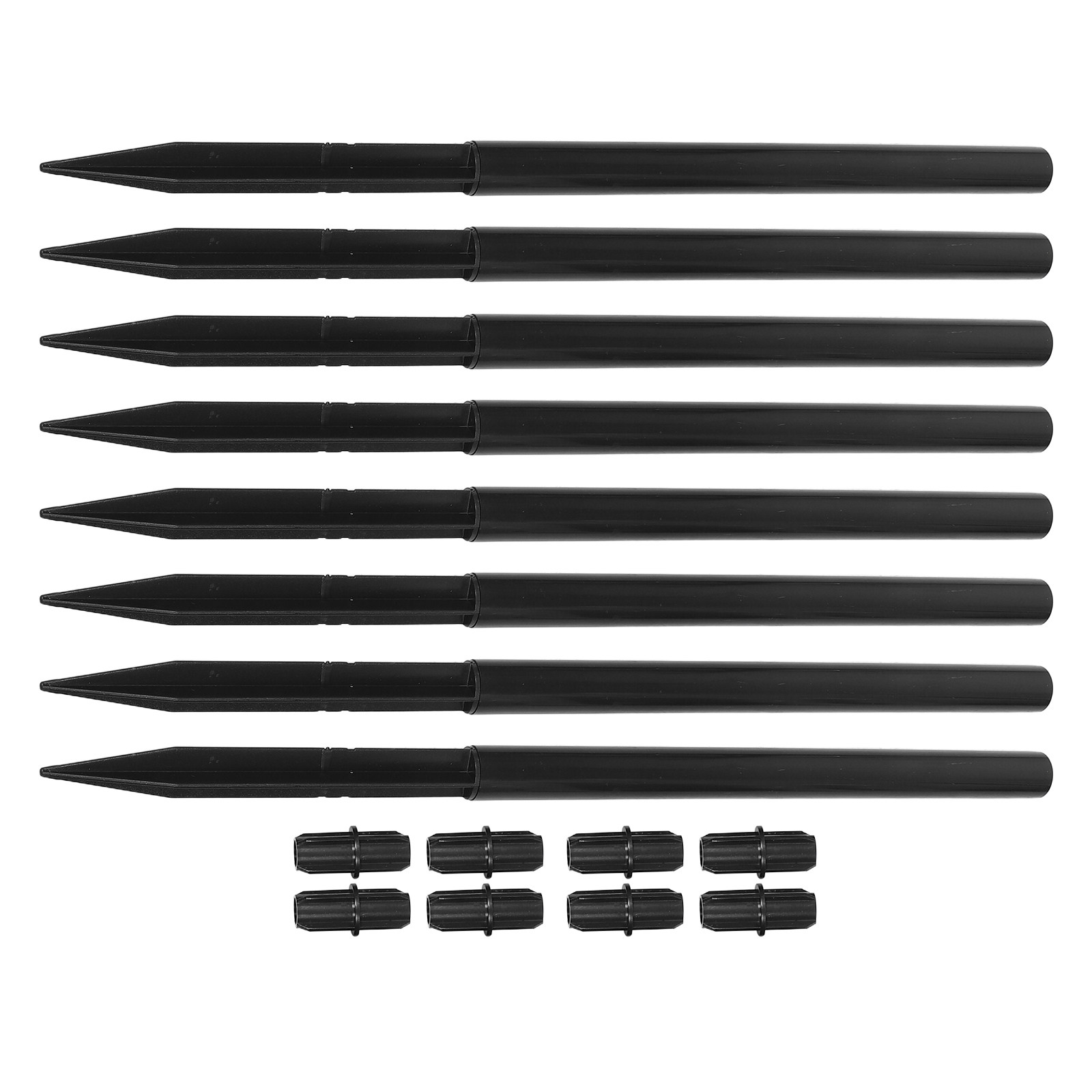 Outdoor Lighting Yard - 8er-Set Solar-Lichtpfähle, Ersatz-Kunststoff-Bodenspikes, Schwarz, für Außenbereich,
