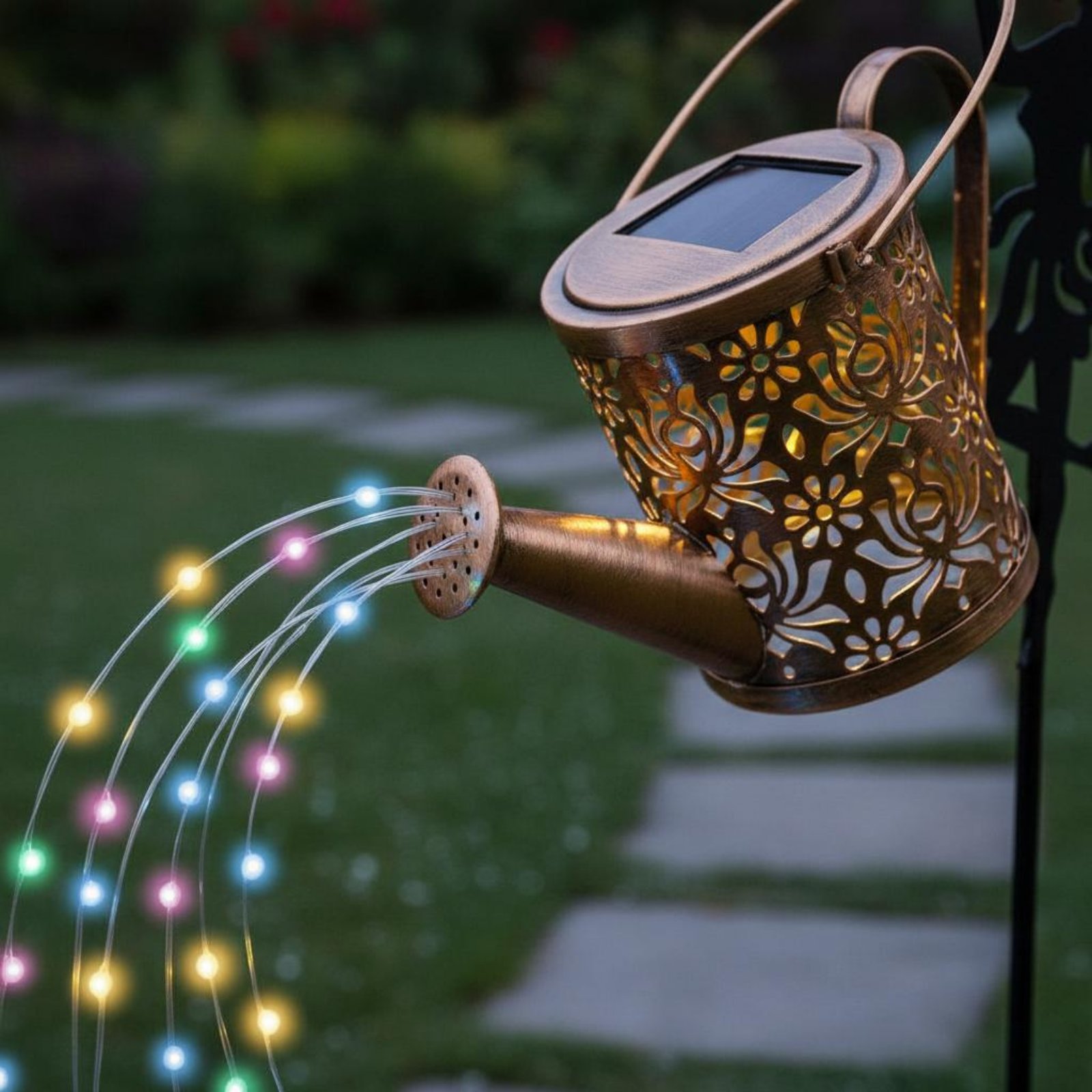Outdoor Lighting Yard - Solarbetriebene Feengießkanne mit Licht, Dekorative Projektions-Feengießkanne,