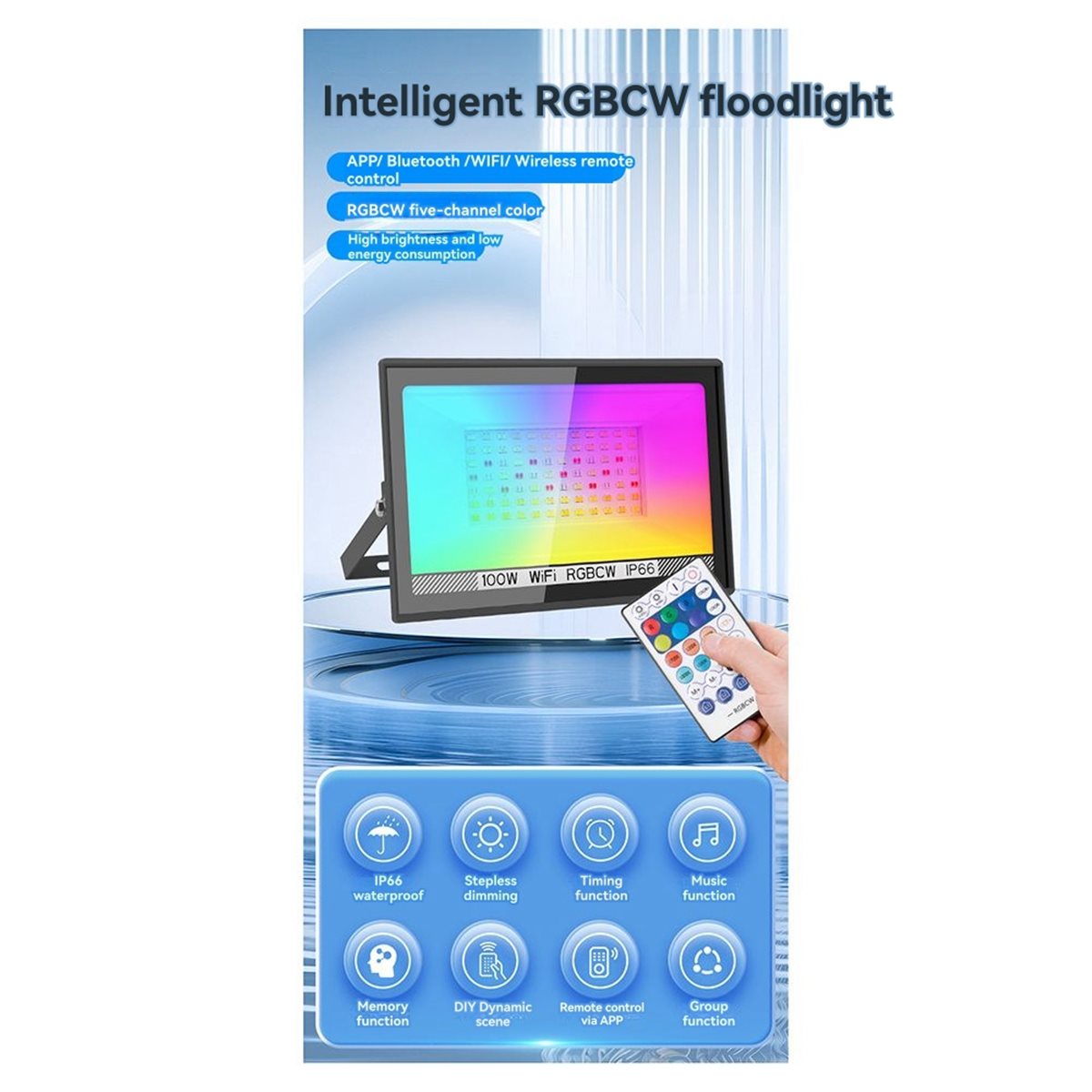Outdoor Lighting Uk - Nices 100W RGBCW LED-Flutlicht mit APP-Fernbedienung,