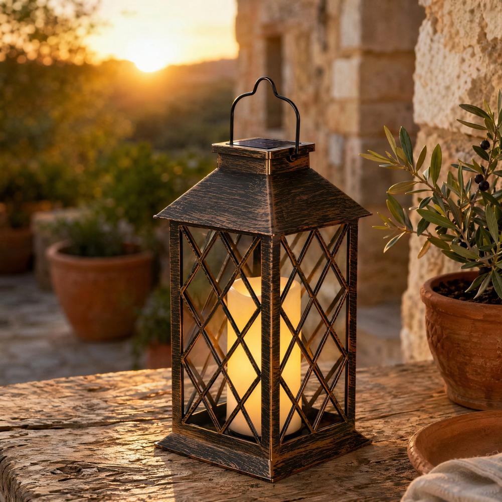 Outdoor Lighting Yard - Retro-Solarlaterne, Solar-Kerzenlaterne für den Außenbereich, wasserdichte