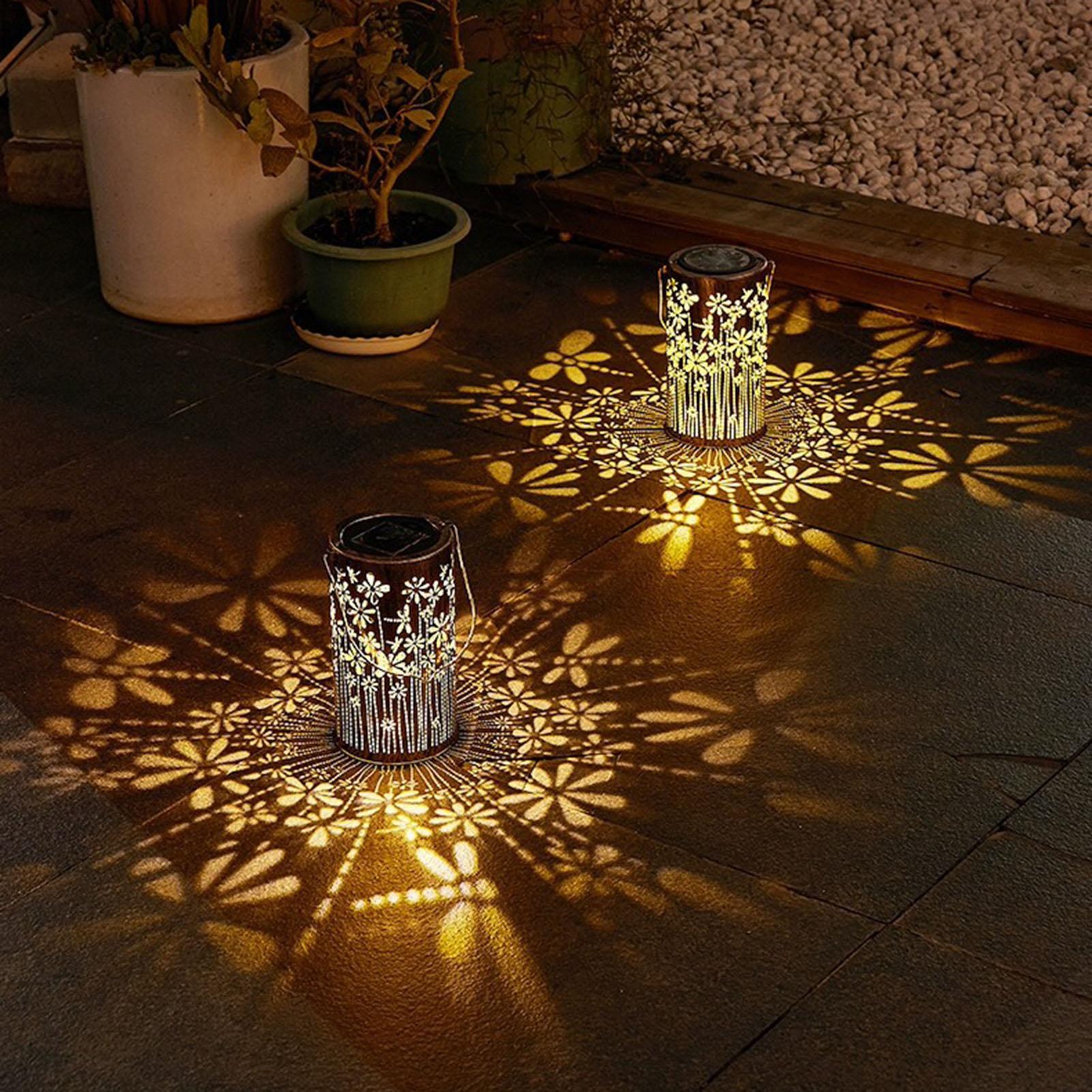 Outdoor Lighting Yard - Solarlaternen, bunte Metall-Blumenlampen, Solarleuchten für den
