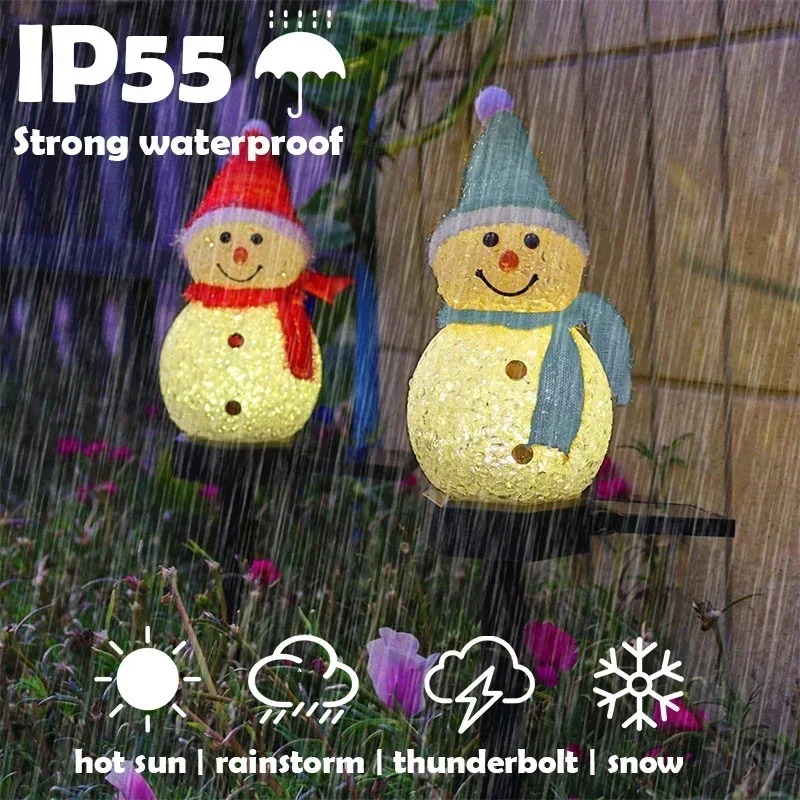 Outdoor Lighting Yard - Weihnachts-Schneemann Solar-Gartenleuchte LED Wasserdichte Außenbeleuchtung Hof-Statue-Lampe