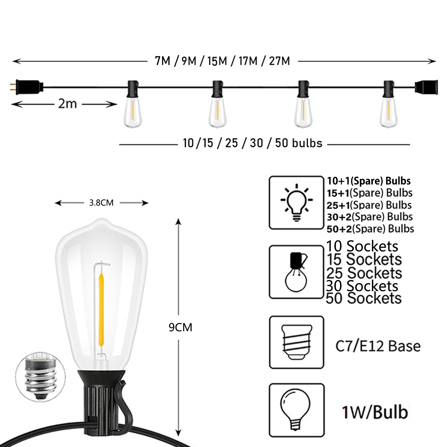 ST38 Girlande 220V LED Globe S – Outdoor Lighting On Fence Bewertung und Preis