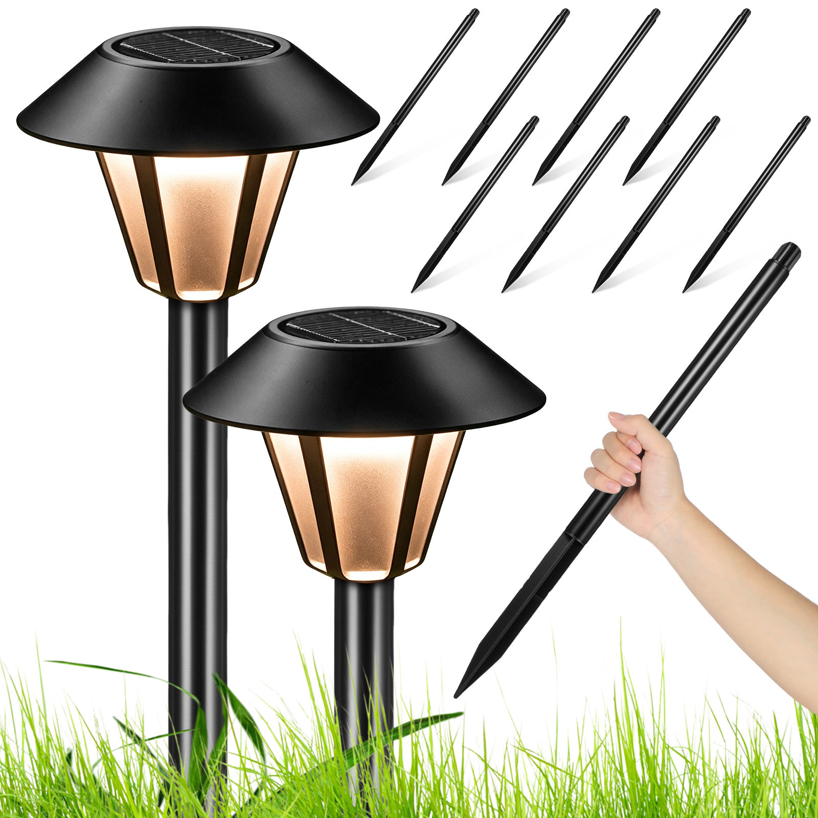 8er-Set Solar-Lichtpfähle, Ers – Outdoor Lighting Yard Bewertung und Preis