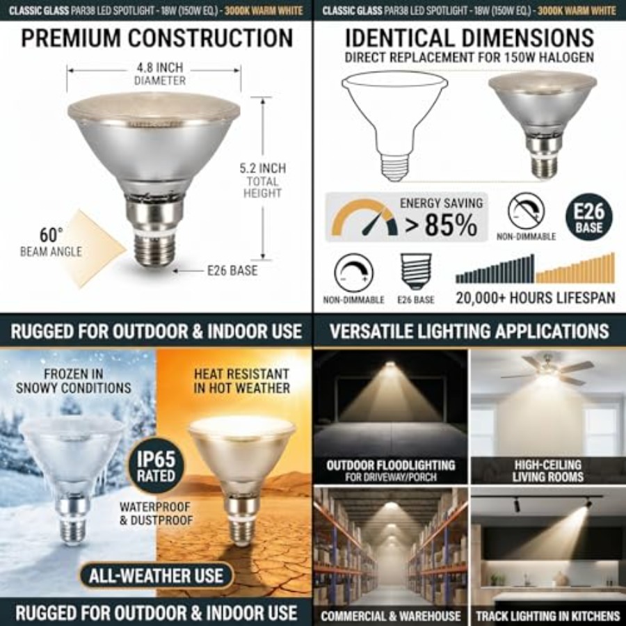 Glasreflektor PAR38 LED-Lampen – Outdoor Lighting Bulbs Bewertung und Preis