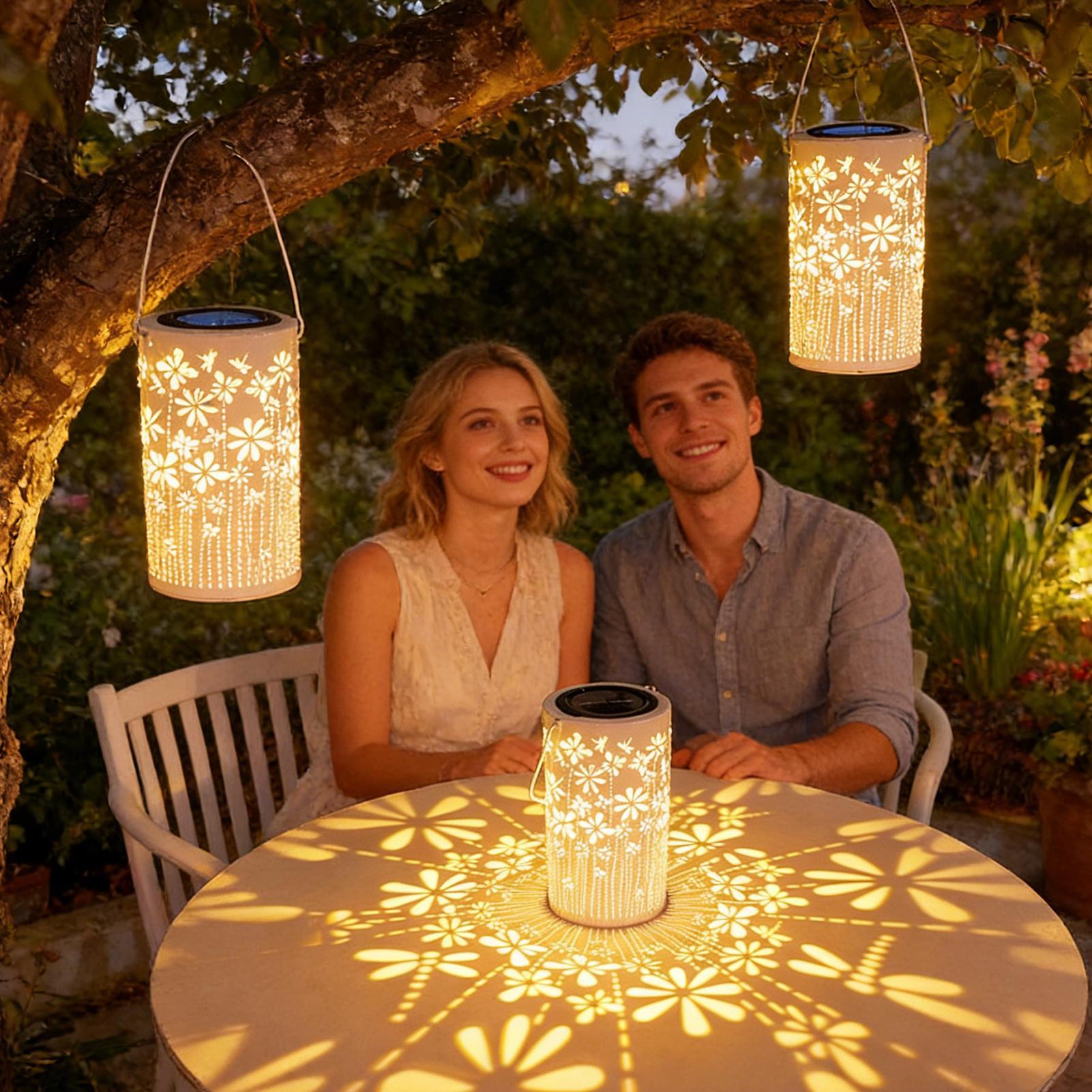 Solarlaternen, bunte Metall-Bl – Outdoor Lighting Yard Bewertung und Preis